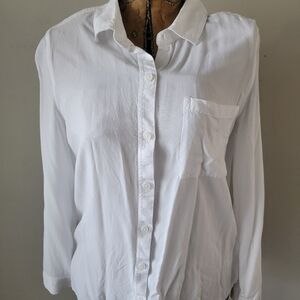 Beach Lunch Lounge Women's Billowy White 100% Viscose Blouse Shirt Sz M